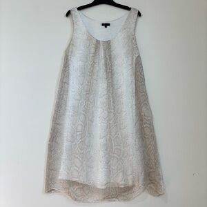 Carla Conti Ivory Silk Sheer Snakeskin Overlay Sleeveless Pull on Mini Dress L